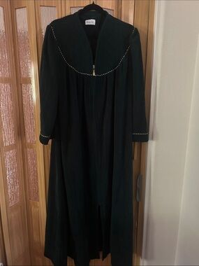 Vanity Fair Dark Green Maxi Dress with Gold Trim-Very Good Condition Vintage